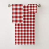 Kariertes HandtuchSet aus Gingham, rot und weiß Badhandtuch Set (Insitu)