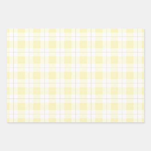 Kariertes hellgelbes Muster mit passenden Gelbtöne Geschenkpapier Set (Vorderseite)