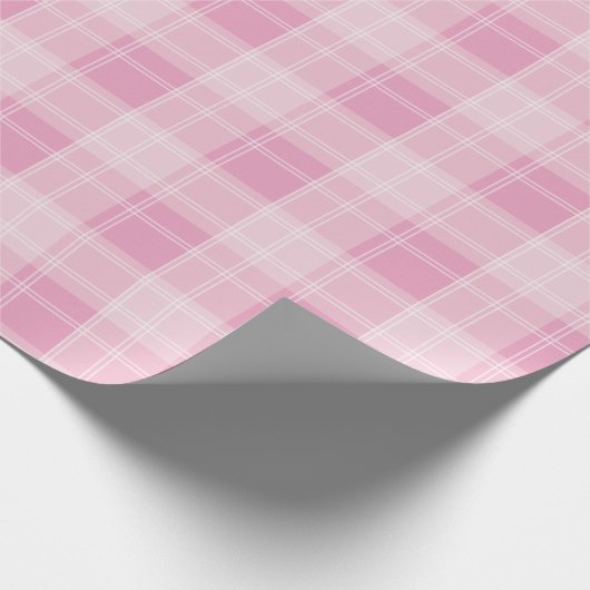 Kariertes, hellrosa Muster Geschenkpapier (Ecke)