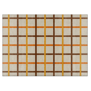 Kariertes Herbstmuster in Orange Green und Brown Schneidebrett