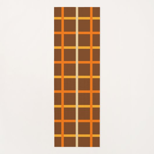 Kariertes Herbstmuster in Orange Green und Brown Yogamatte (Vorderseite)