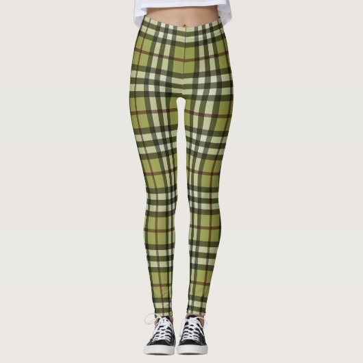 Kariertes Herbstmuster Leggings (Vorderseite)