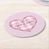 Kariertes Herz 3D mit mehreren Namen Runder Pappuntersetzer (Angewinkelt)