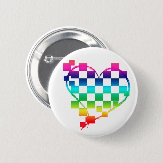 kariertes Herz. Button (Vorne & Hinten)