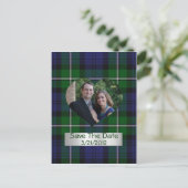 Kariertes Herz Foto Save the Date Postkarte (Stehend Vorderseite)