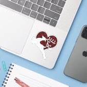Kariertes Herz und Hirsch Aufkleber (Laptop mit iPhone)