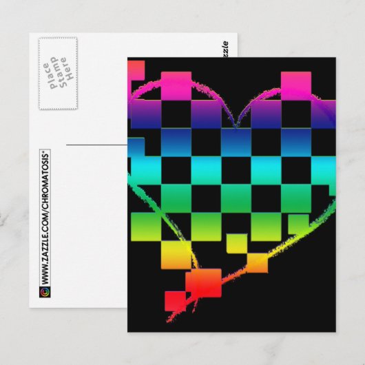 kariertes Herz. v1. Postkarte (Vorne/Hinten)