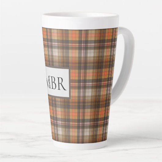 Kariertes Hinzufügen von Monogrammen in Herbstfarb Milchtasse (Rechte Ecke)