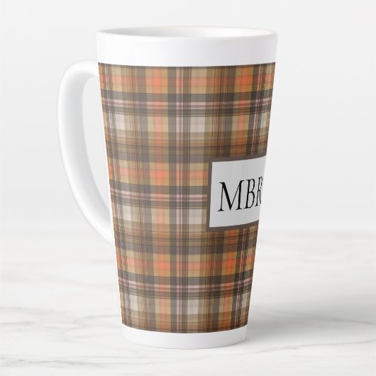Kariertes Hinzufügen von Monogrammen in Herbstfarb Milchtasse (Linke Ecke)