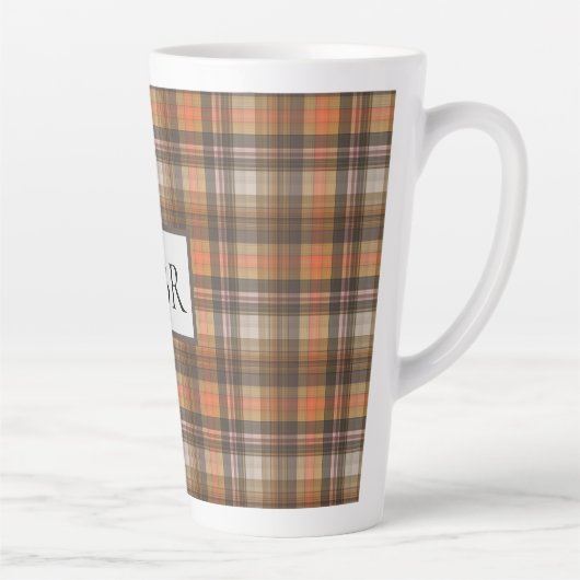 Kariertes Hinzufügen von Monogrammen in Herbstfarb Milchtasse (Rechts)