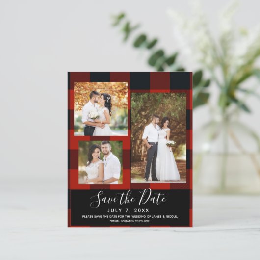 Kariertes HochzeitsFoto für Red Black Karos Save t (Stehend Vorderseite)