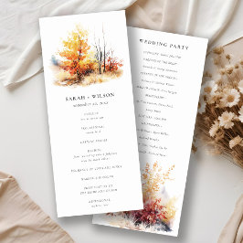 Kariertes Hochzeitsprogramm für Rostgelbe Fall Einladung
