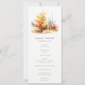 Kariertes Hochzeitsprogramm für Rostgelbe Fall Einladung (Vorderseite)