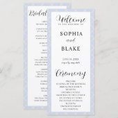 Kariertes Hochzeitsprogramm in Blau, Gelb und Weiß (Vorne/Hinten)