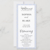 Kariertes Hochzeitsprogramm in Blau, Gelb und Weiß (Vorderseite)