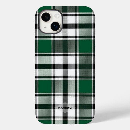Kariertes iPhone Case HAMbWG, grün, schwarz und we (Rückseite)