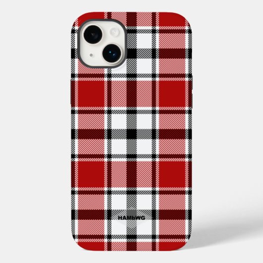 Kariertes iPhone Case HAMbWG, rot, schwarz und wei (Rückseite)
