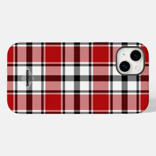 Kariertes iPhone Case HAMbWG, rot, schwarz und wei (Rückseite (Horizontal))
