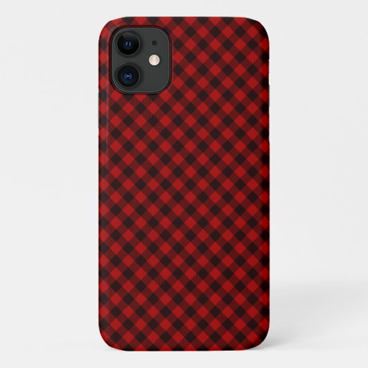Kariertes iPhone Case in Rot und Schwarz Buffalo (Rückseite)