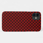 Kariertes iPhone Case in Rot und Schwarz Buffalo (Rückseite (Horizontal))
