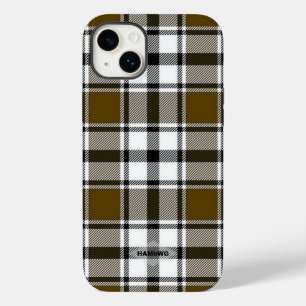 Kariertes iPhone-Gehäuse, braun, schwarz und weiß, Case-Mate iPhone 14 Plus Hülle