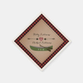 Kariertes Kanu + Herz mit Pfeilen Rustikale Hochze Serviette (Ecke)