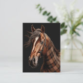 Kariertes Kastanienpferd Postkarte (Stehend Vorderseite)