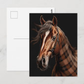 Kariertes Kastanienpferd Postkarte (Vorne/Hinten)