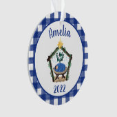 Kariertes Kinderjahr der Geburt im Nachhinein Ornament (Vorderseite)