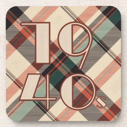 kariertes Kissen der 40er Jahre Getränkeuntersetzer (Vorderseite)