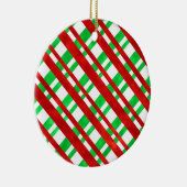 Kariertes Kissen mit rotem grünem Wasserfarben Keramik Ornament (Rechts)