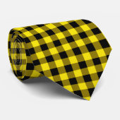 Kariertes klassisches Buffalo in Schwarz und Gelb Krawatte (Gerollt)
