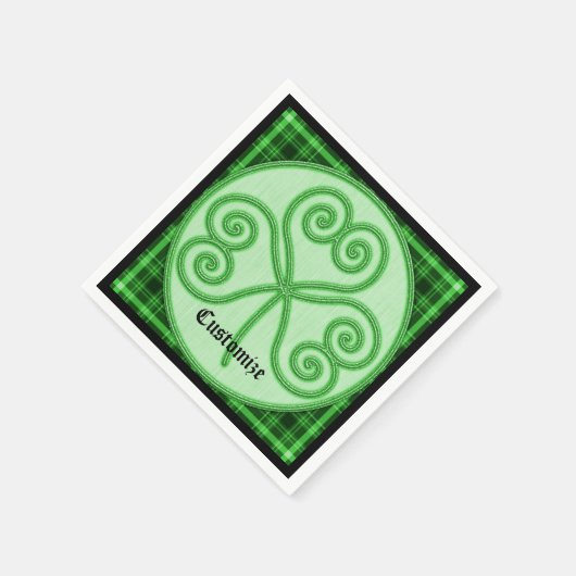 Kariertes Kleeblatt Napkins in Grün und Schwarz Serviette (Ecke)