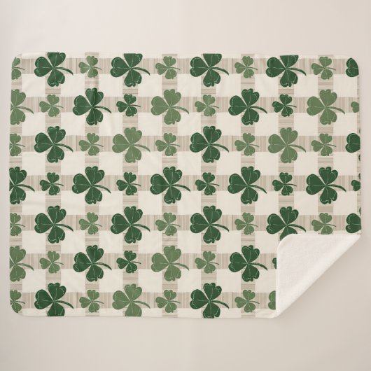 Kariertes Kleeblatt St. Patrick's Day Fleece Blank Sherpadecke (Vorderseite (Horizontal))