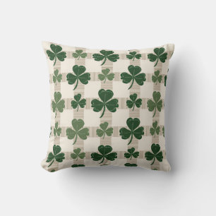 Kariertes Kleeblatt St. Patrick's Day Throw Kissen