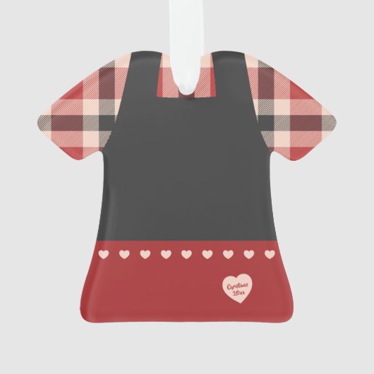 Kariertes Kleid & Pinavorfiguren Personalisiert Ornament (Rückseite)