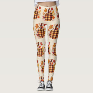 Kariertes Kürbis-Segen Leggings
