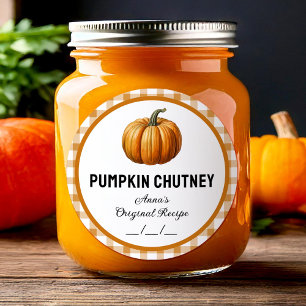 Kariertes Kürbischutney-Etikett für Konserven Runder Aufkleber