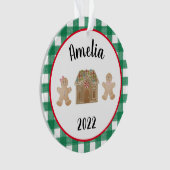 Kariertes Lebkuchen-Kinderjahr im Nachhinein Ornament (Vorderseite)