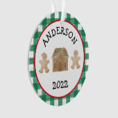 Kariertes Lebkuchen-Kinderjahr im Nachhinein Ornament (Vorderseite)