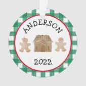 Kariertes Lebkuchen-Kinderjahr im Nachhinein Ornament (Vorderseite)