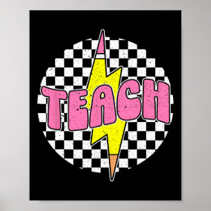 Kariertes Lehrbleistift Blitz Zurück zur Schule Poster