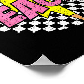 Kariertes Lehrerpencil Blitz Back To School Poster (Ecke)