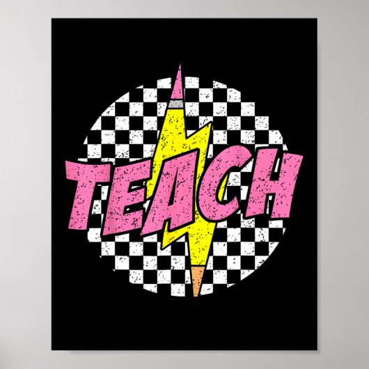 Kariertes Lehrerpencil Blitz Back To School Poster (Vorne)