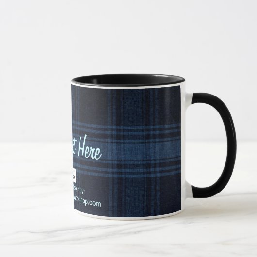 Kariertes Material, Ihr Text hier Tasse (Rechts)