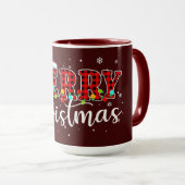 Kariertes MERRY mit Santa-Hut  Tasse (VorderseiteRechts)