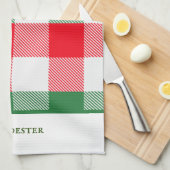 Kariertes, modernes Weißes Rotes Buffalo Geschirrtuch (Viertel Falte)