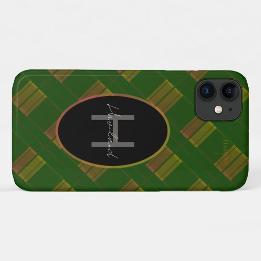 Kariertes Monogram iPhone Case HAMbWG (Rückseite (Horizontal))