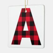 Kariertes Monogramm A in Rot und Schwarz Buffalo Keramikornament (Links)