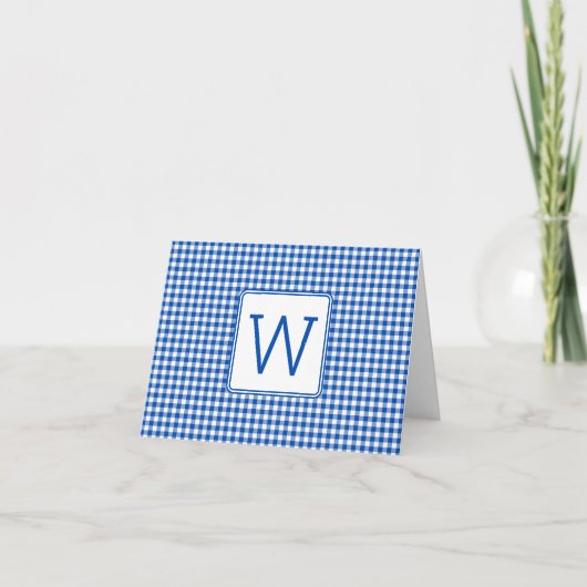 Kariertes Monogramm aus Gingham, blau und weiß (Vorderseite)
